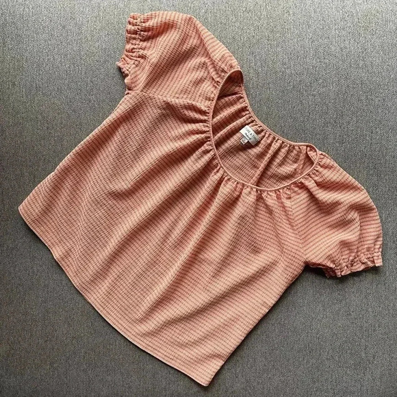 Madewell Texture & Thread Short Sleeve Peasant Blouse Top Small - Picture 2 of 6